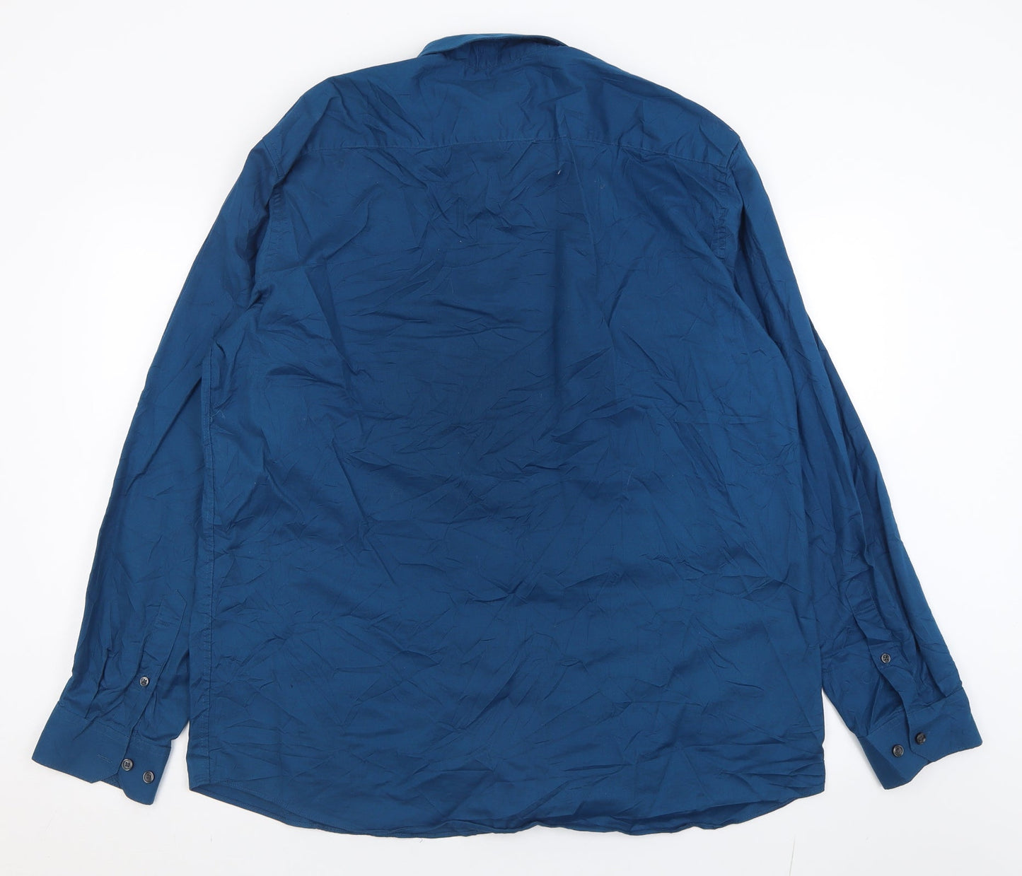 Taylor & Wright Mens Blue  Cotton  Button-Up Size 17.5 Collared Button