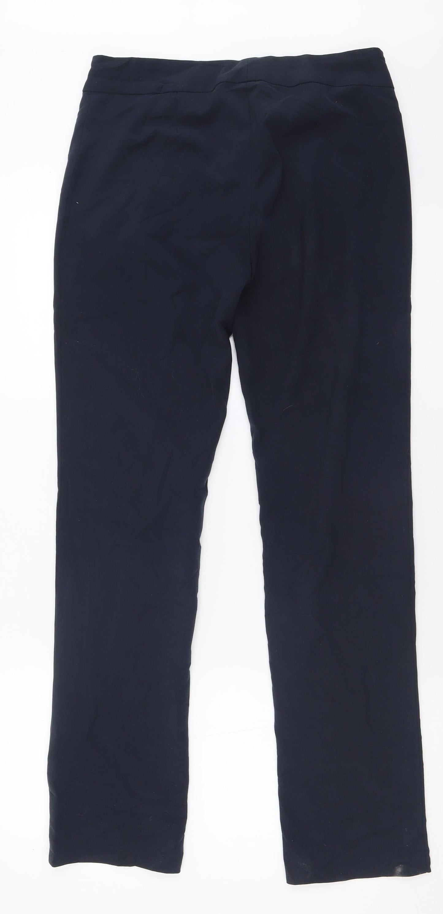 Marks and Spencer Womens Blue  Polyester Trousers  Size 8 L30 in Regular Hook & Eye
