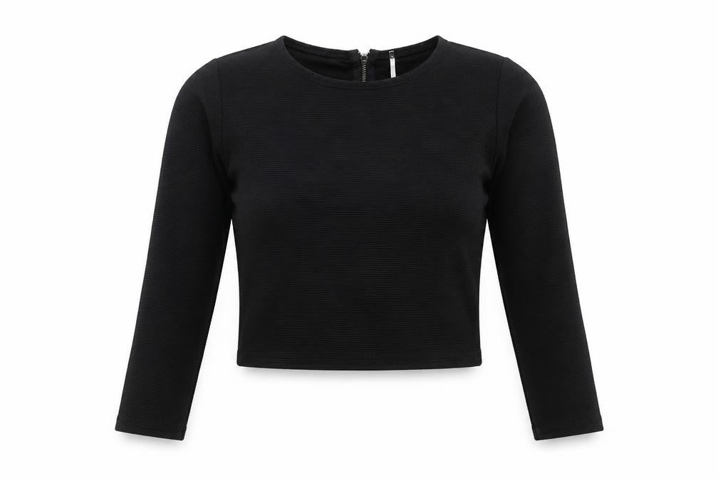 Preworn Womens Black  Acrylic Cropped T-Shirt Size L Crew Neck