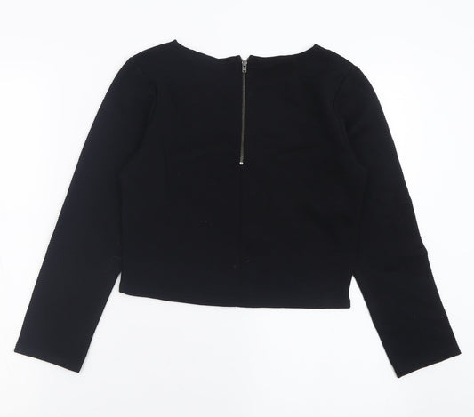 Preworn Womens Black  Acrylic Cropped T-Shirt Size L Crew Neck