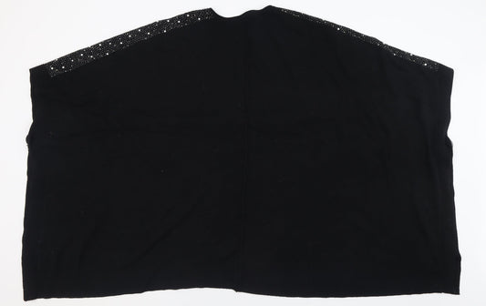 Lucy Sparks Womens Black Crew Neck  Polyamide Cape Jumper Size L