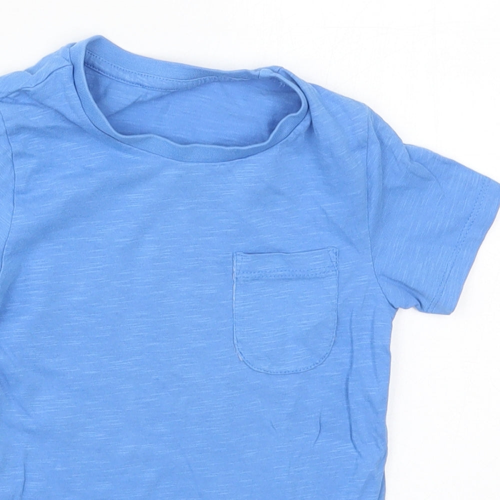 Dunnes Boys Blue  Cotton Basic T-Shirt Size 3-4 Years Crew Neck Pullover - Chest Pocket