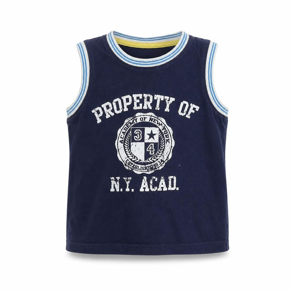 S G Junior Boys Blue  Cotton Basic Tank Size 5-6 Years Round Neck