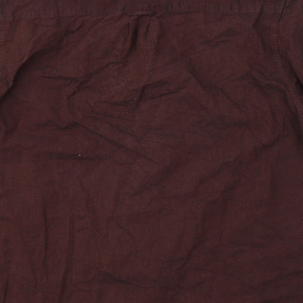 Primark Mens Red  Cotton  Button-Up Size L Collared Button