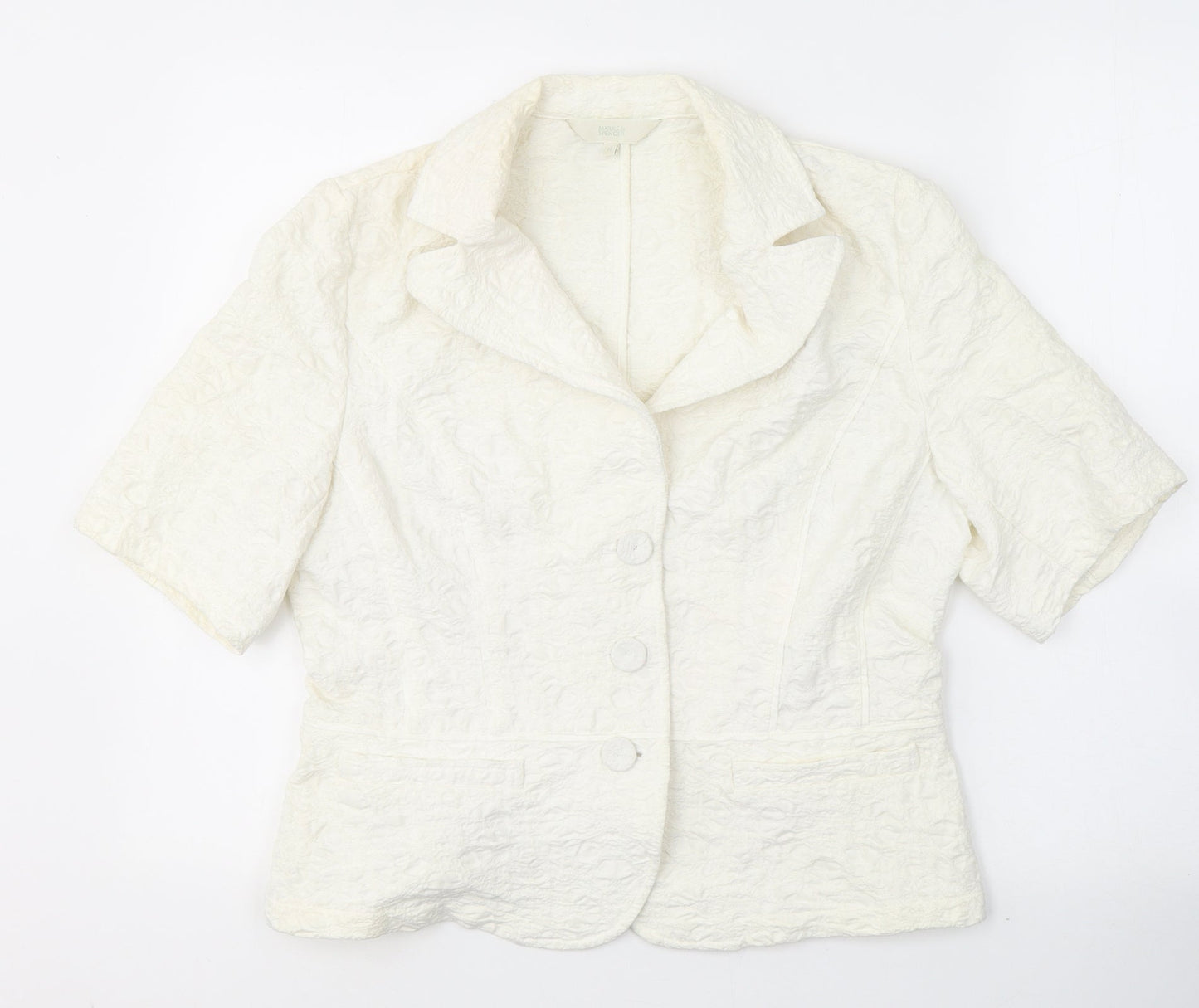 Marks and Spencer Womens White Floral  Jacket Blazer Size M  Button