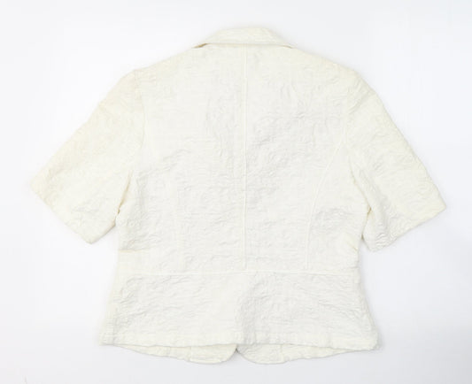Marks and Spencer Womens White Floral  Jacket Blazer Size M  Button