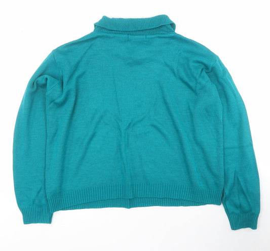 Perception Womens Green Collared  Acrylic Pullover Jumper Size L