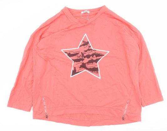 Missumi Womens Pink  Cotton Pullover Sweatshirt Size L  Pullover - Star