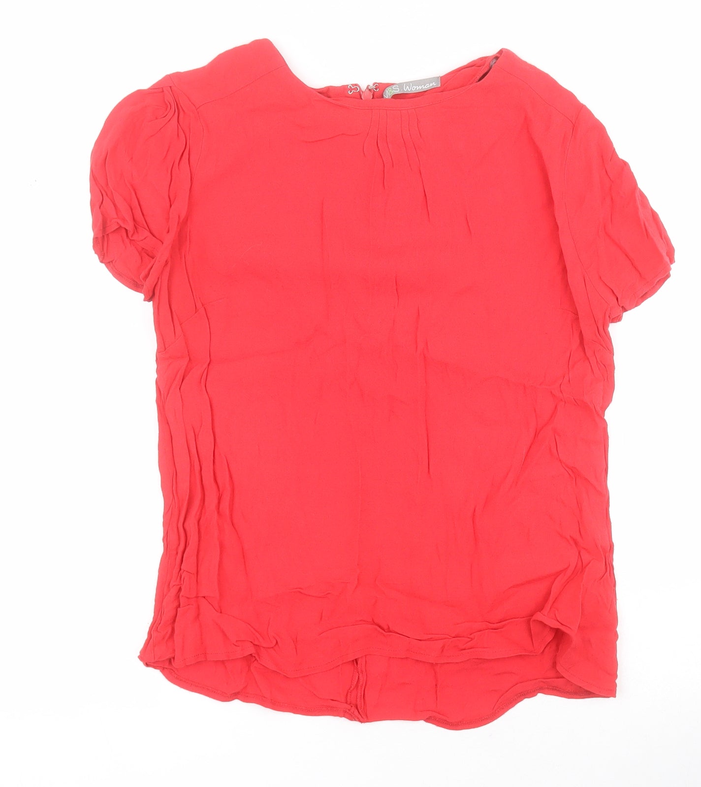 New Look Womens Red  Viscose Basic Blouse Size 10 Round Neck