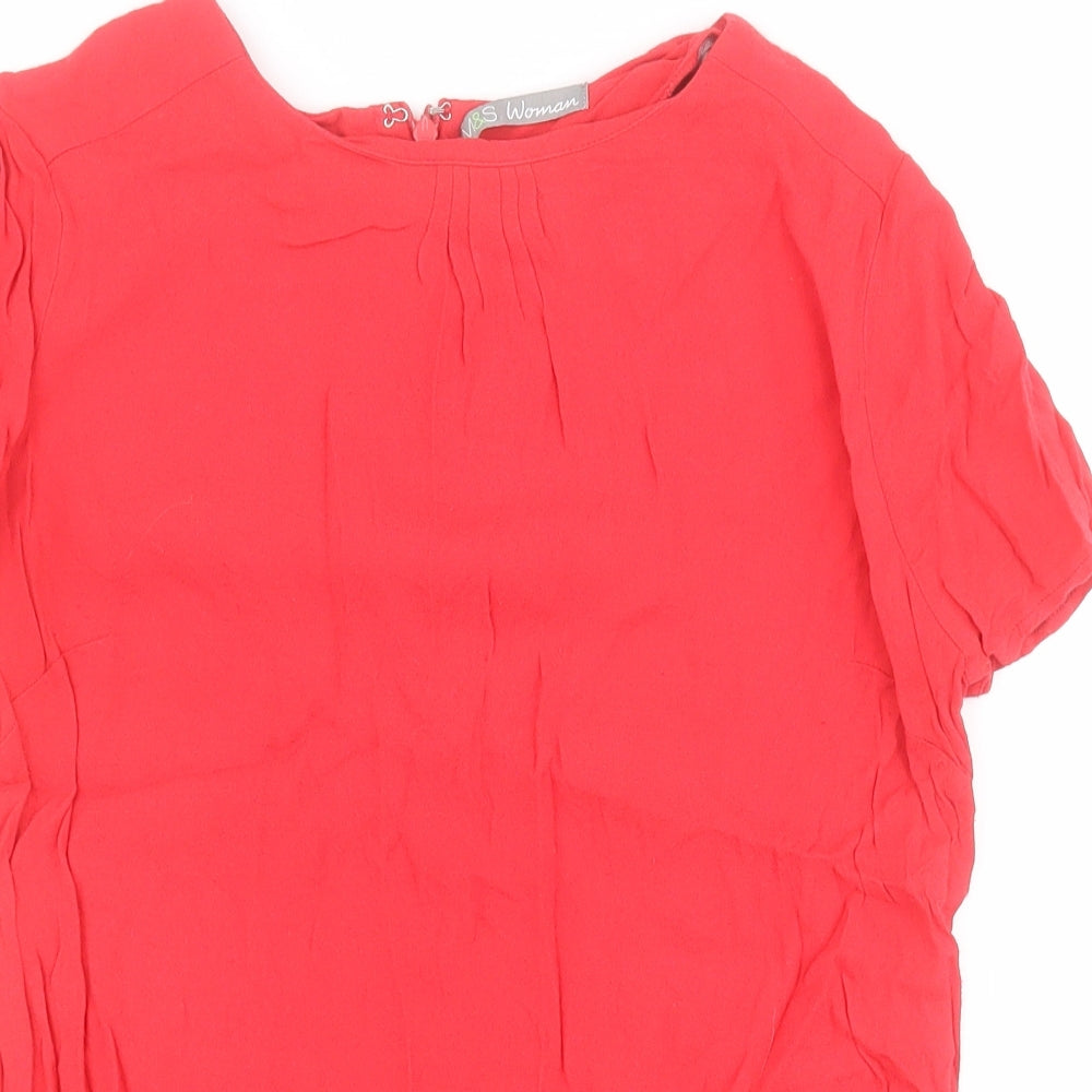 New Look Womens Red  Viscose Basic Blouse Size 10 Round Neck