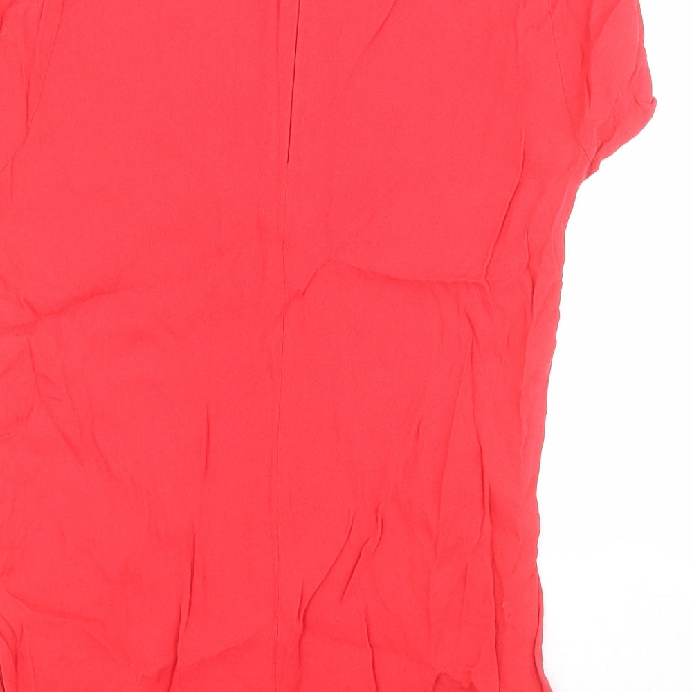 New Look Womens Red  Viscose Basic Blouse Size 10 Round Neck