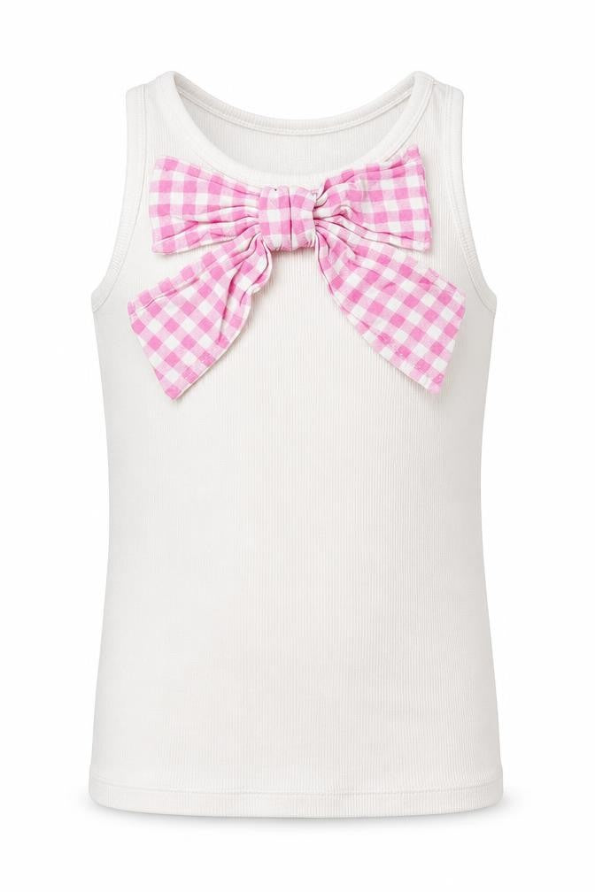 TU Girls White  Cotton Basic Tank Size 7 Years Round Neck Pullover