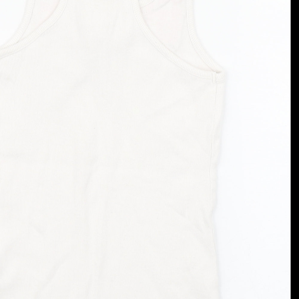 TU Girls White  Cotton Basic Tank Size 7 Years Round Neck Pullover