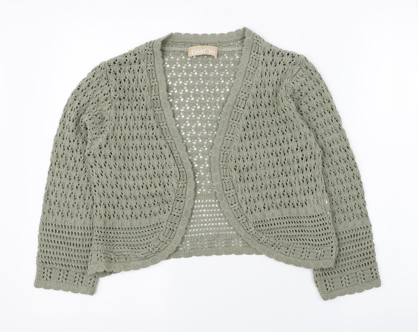 Daxon Womens Green V-Neck  Cotton Cardigan Jumper Size 12