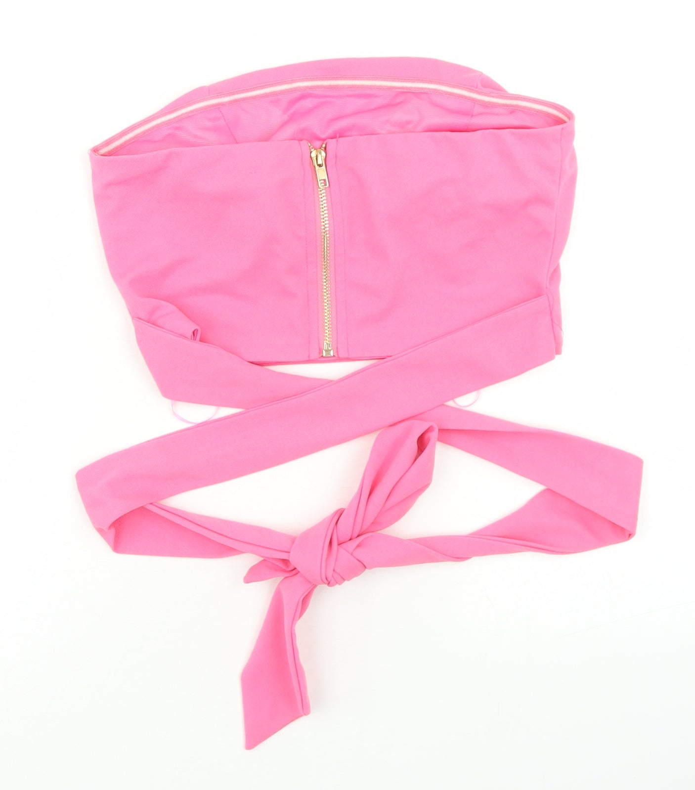 Vera & Lucy Womens Pink  Polyester Cropped Blouse Size M Square Neck