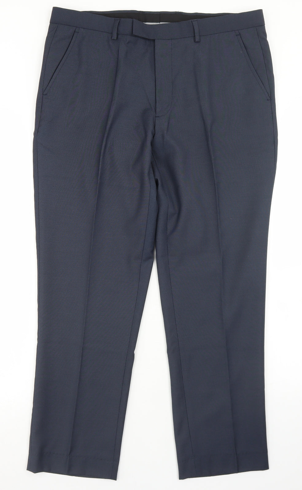 Simon Jersey Mens Blue  Polyester Dress Pants Trousers Size 34 in L26 in Regular Hook & Eye - Tailored