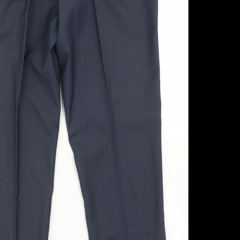 Simon Jersey Mens Blue  Polyester Dress Pants Trousers Size 34 in L26 in Regular Hook & Eye - Tailored