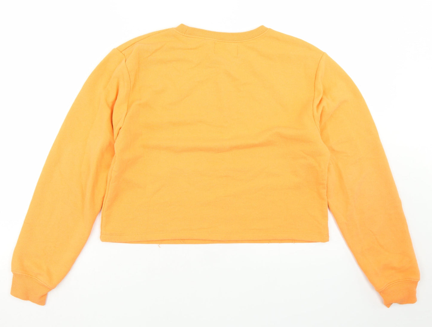 Pull&Bear Womens Orange  Cotton Pullover Sweatshirt Size S   - Cropped
