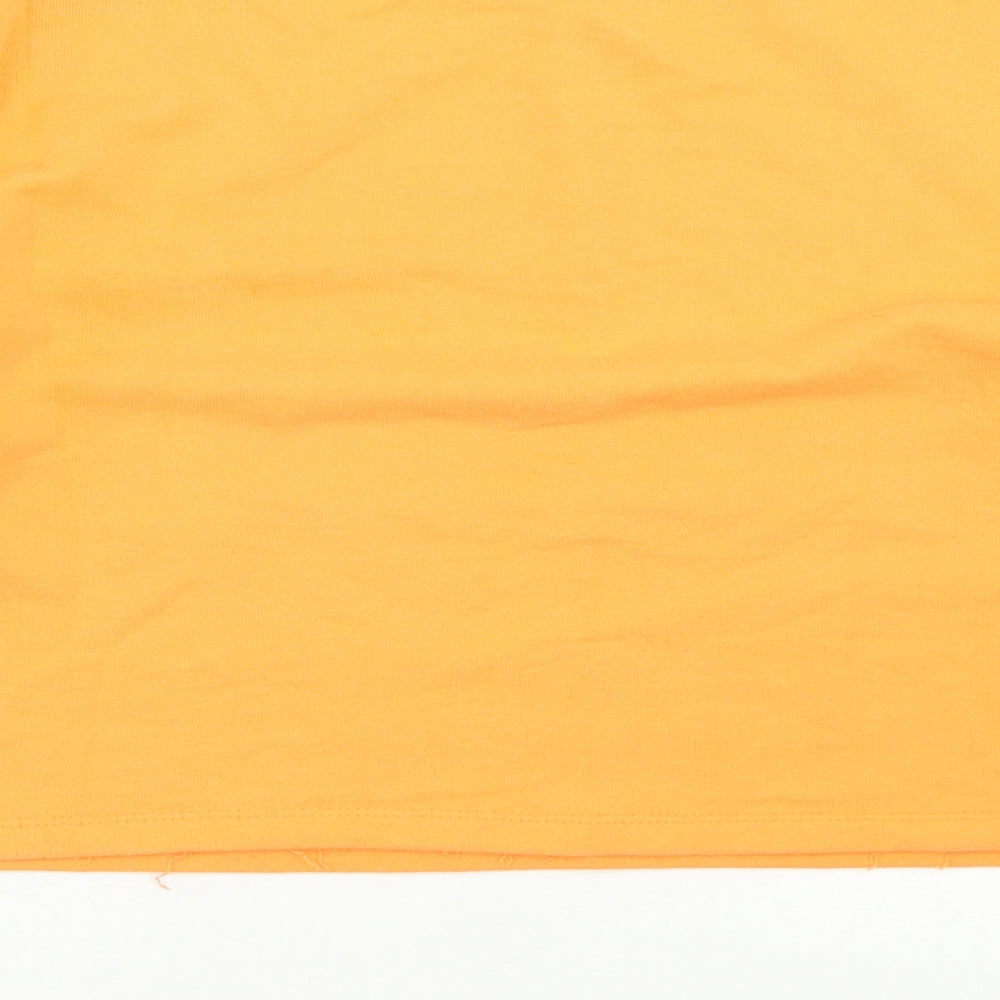 Pull&Bear Womens Orange  Cotton Pullover Sweatshirt Size S   - Cropped