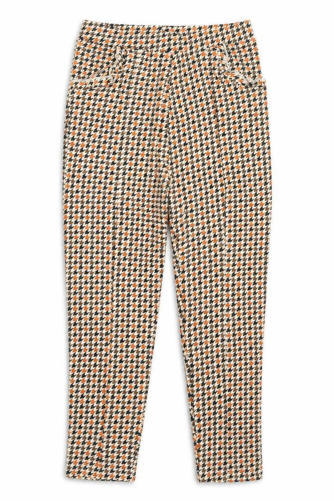 Crafted Girls Beige Houndstooth Cotton Dress Pants Trousers Size 13 Years  Regular