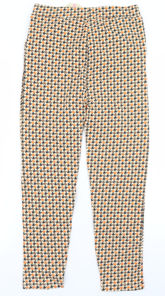 Crafted Girls Beige Houndstooth Cotton Dress Pants Trousers Size 13 Years  Regular