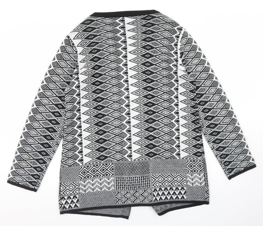 BPC Selection Womens Black Round Neck Argyle/Diamond Acrylic Full Zip Jumper Size M