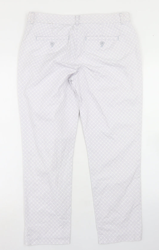 Gap Womens Grey Geometric Cotton Pedal Pusher Trousers Size 6 L26 in Regular Button