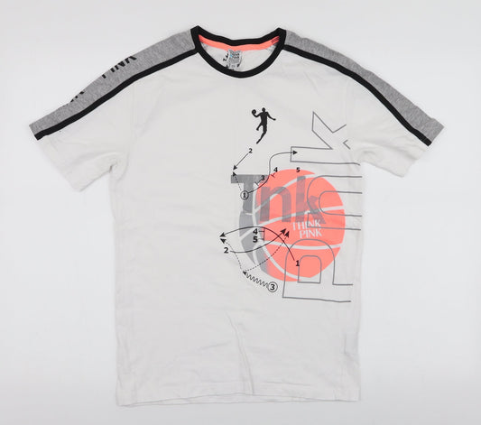 Think Pink Boys Multicoloured  100% Cotton Jersey T-Shirt Size 2XL Round Neck Pullover - Basketball