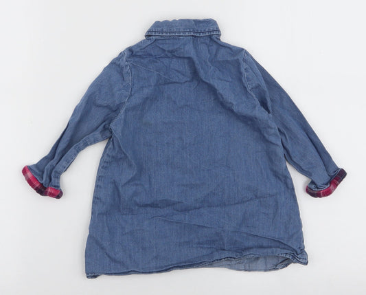 United Colors of Benetton Girls Blue  Polyester A-Line  Size 12 Months  Collared Button