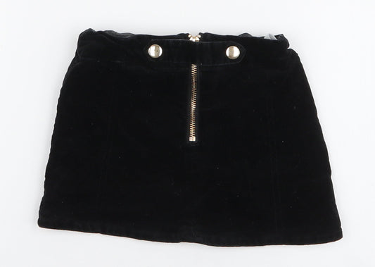 Dunnes Stores Girls Black  Cotton A-Line Skirt Size 4 Years  Regular Zip