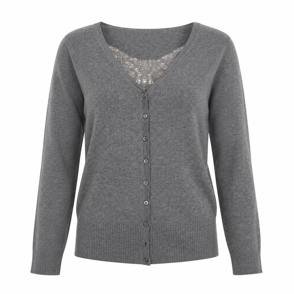 Girl Dream Womens Grey V-Neck  Cotton Cardigan Jumper Size S