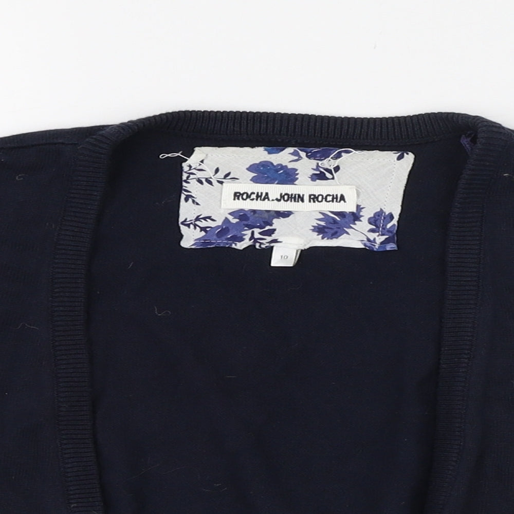 Debenhams Womens Blue Round Neck  Cotton Cardigan Jumper Size 10