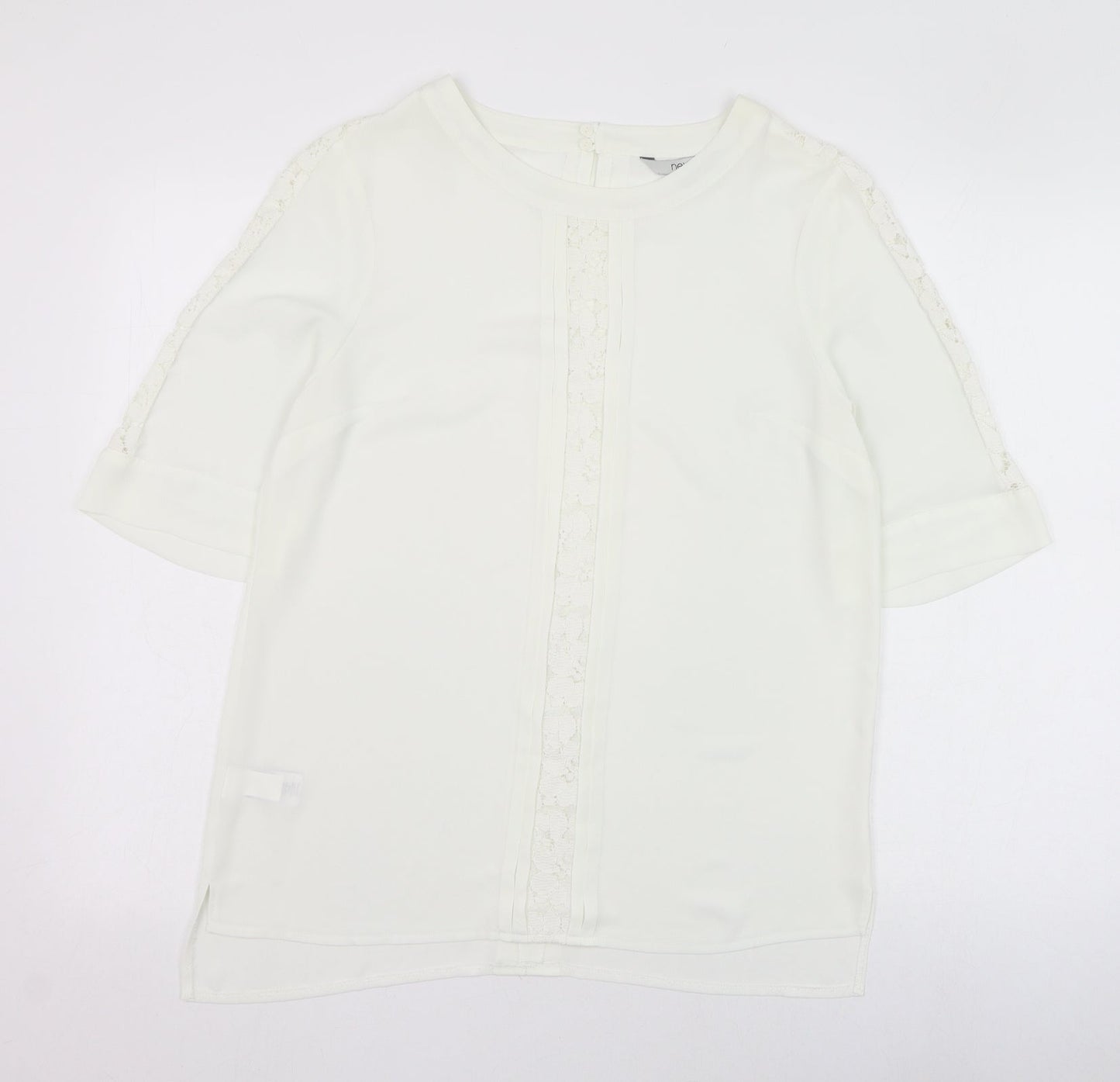 NEXT Womens Ivory  Polyester Tunic Blouse Size 10 Round Neck