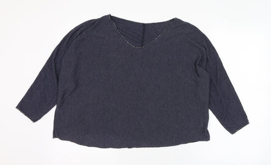 Preworn Womens Blue V-Neck  Viscose Pullover Jumper Size 6