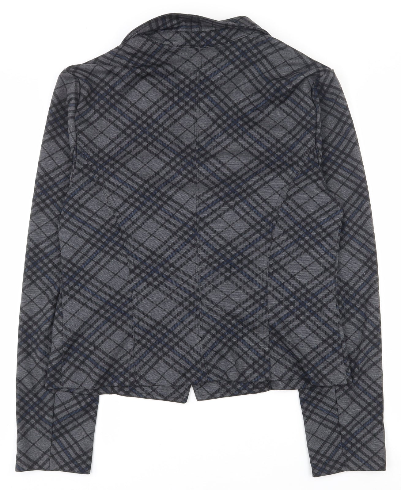 Suzy Shier Womens Grey Plaid Polyester Jacket Suit Jacket Size L