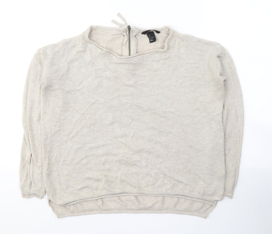H&M Womens Beige Round Neck  Acrylic Pullover Jumper Size S