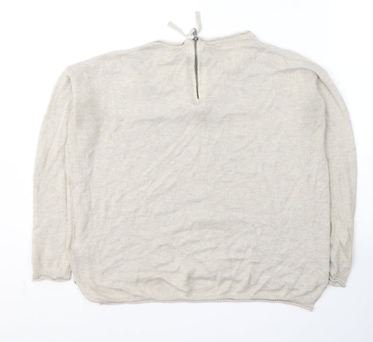 H&M Womens Beige Round Neck  Acrylic Pullover Jumper Size S
