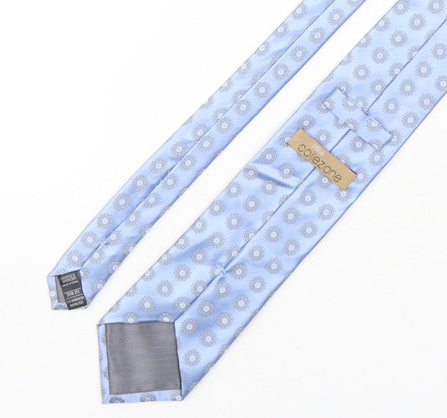 Collezione Mens Blue Geometric Silk Pointed Tie One Size