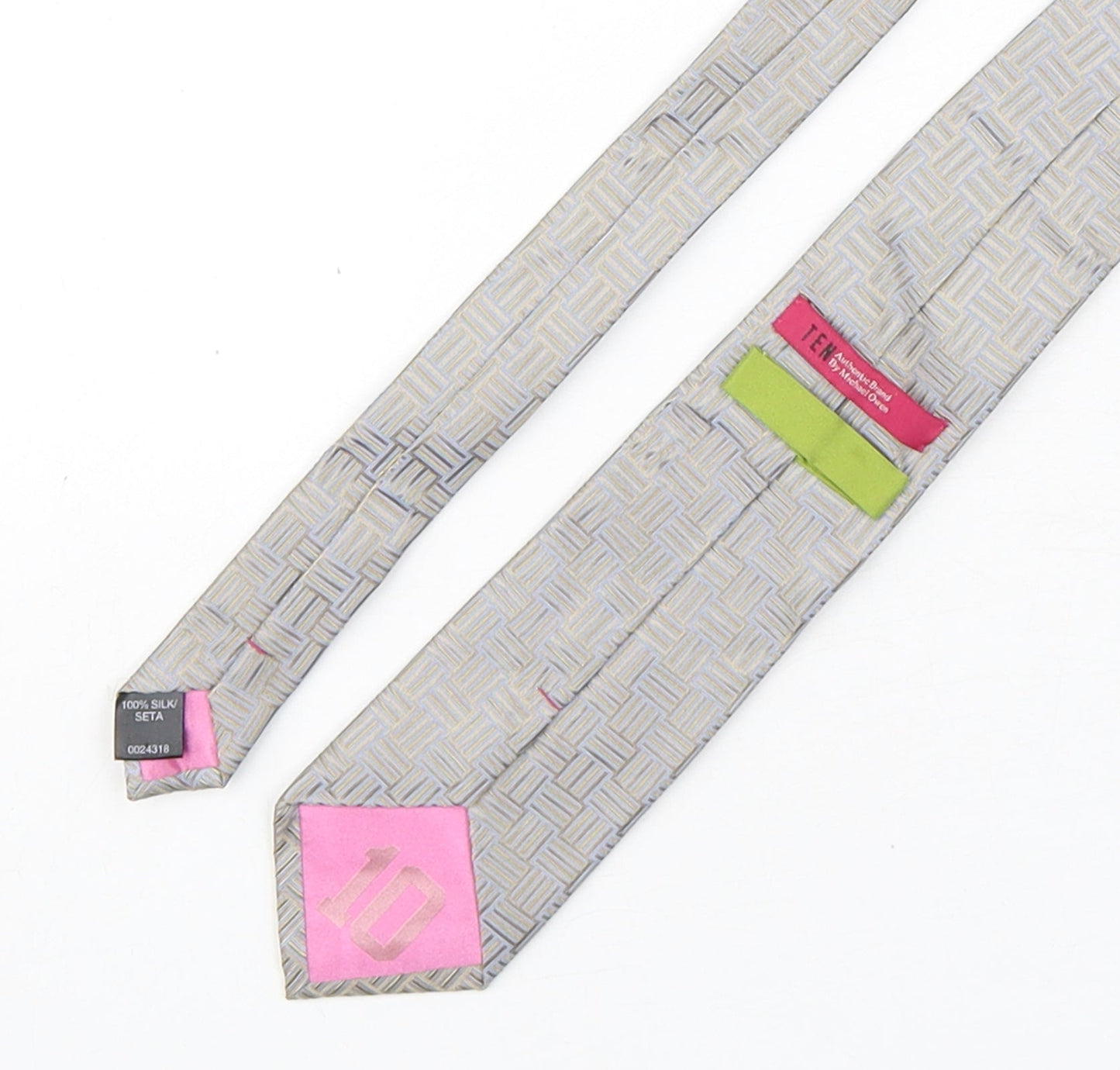 Ten Mens Multicoloured Geometric Silk Pointed Tie One Size