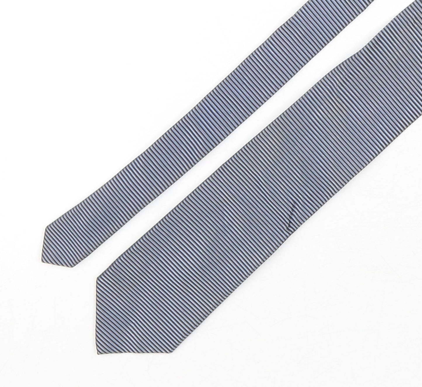 Duffer Mens Grey Striped Silk Pointed Tie One Size