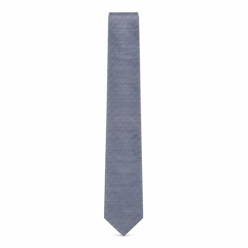 Duffer Mens Grey Striped Silk Pointed Tie One Size