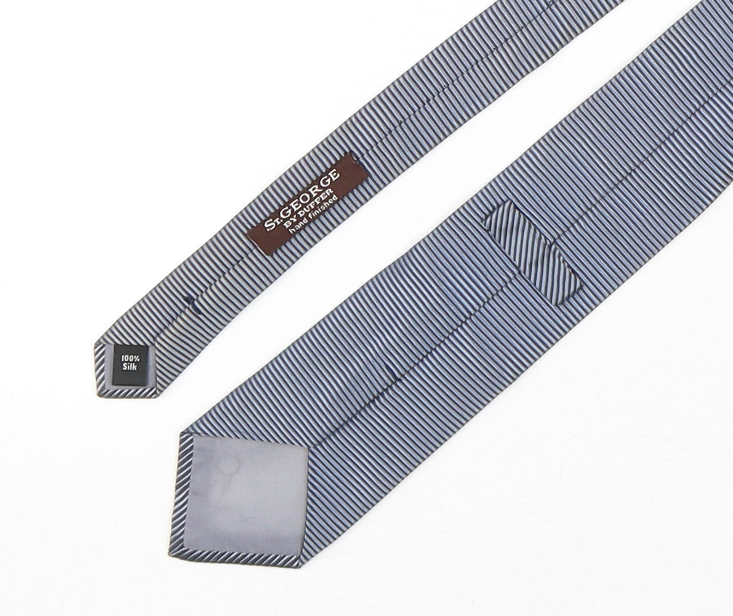 Duffer Mens Grey Striped Silk Pointed Tie One Size
