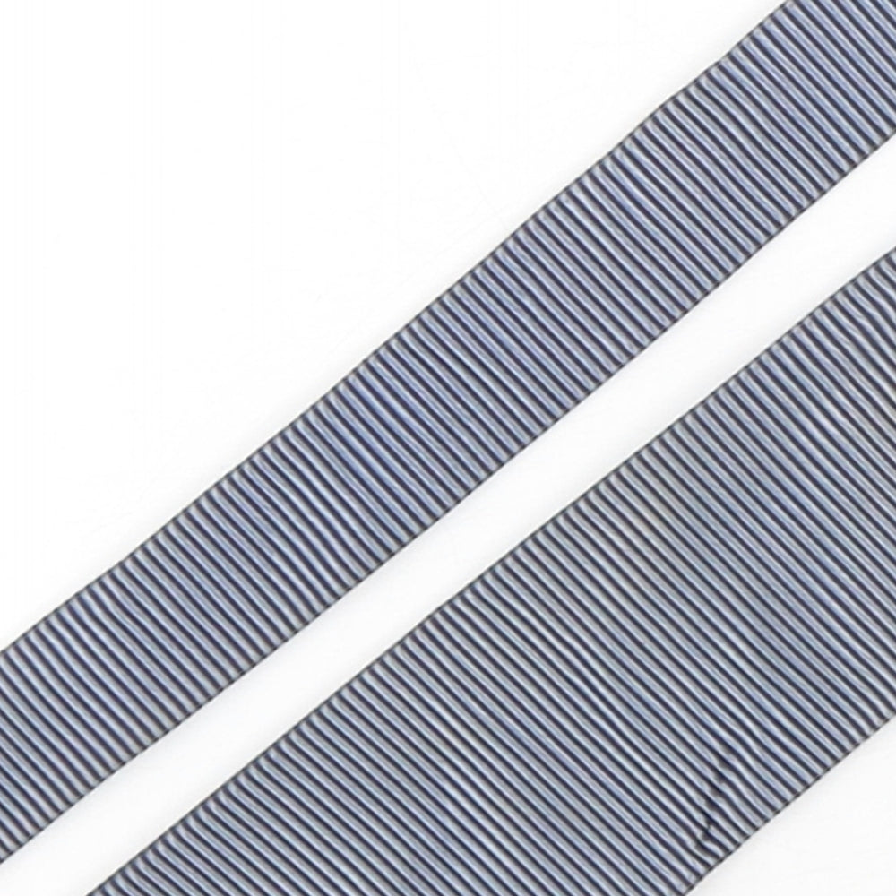 Duffer Mens Grey Striped Silk Pointed Tie One Size