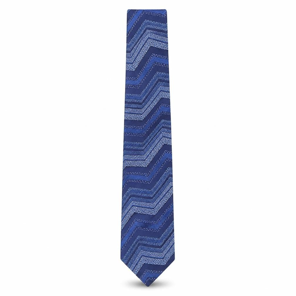 Soprano Mens Blue Geometric Silk Pointed Tie One Size