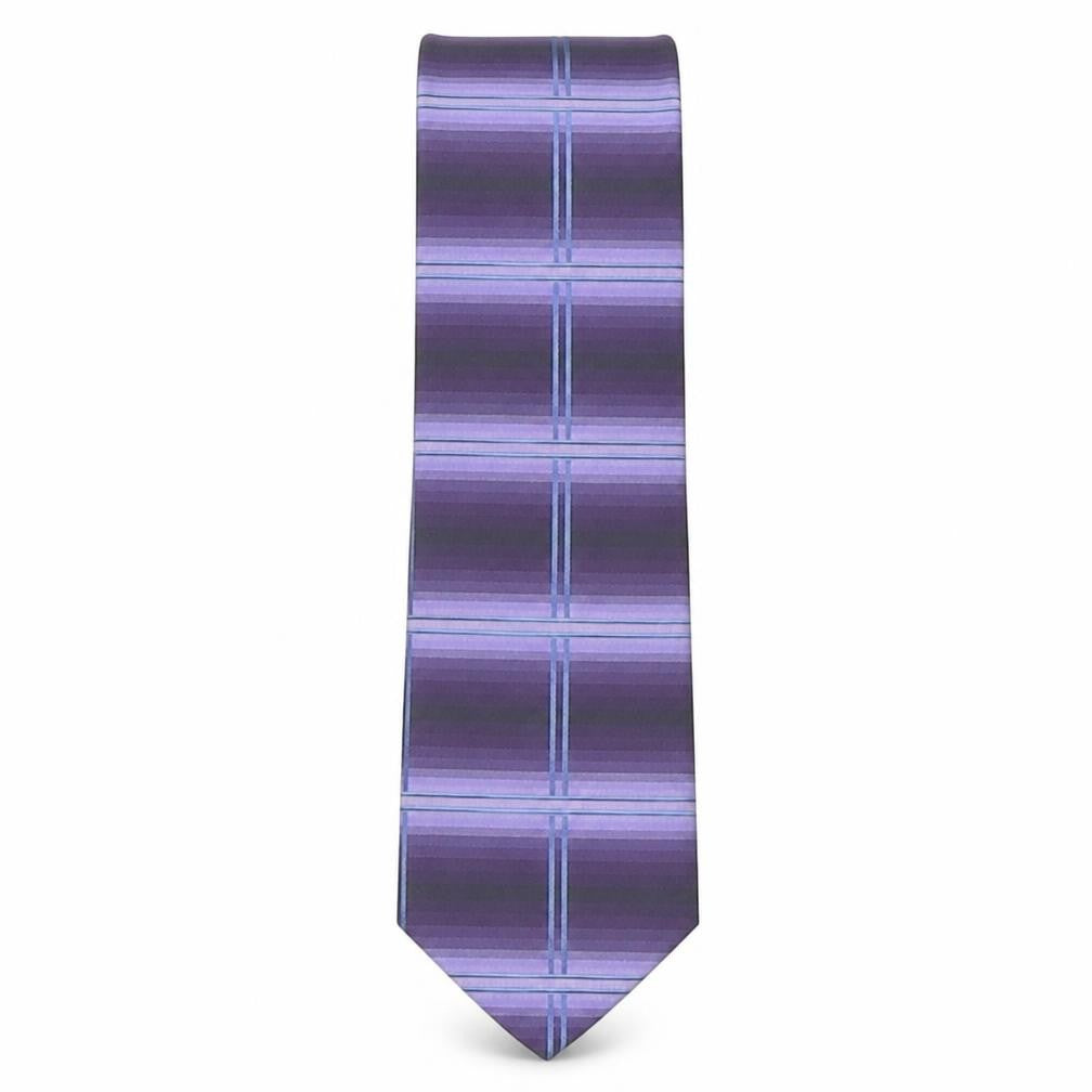 NEXT Mens Purple Plaids & Checks Silk Pointed Tie One Size
