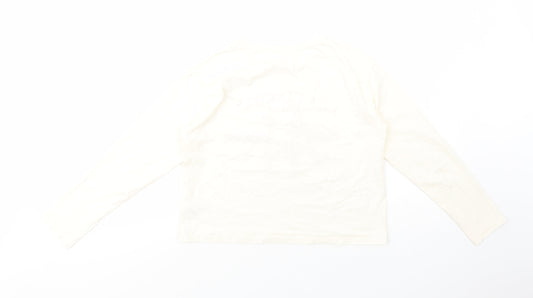 Dunnes Stores Girls Ivory  Cotton Pullover T-Shirt Size 10-11 Years Crew Neck Pullover - Birds