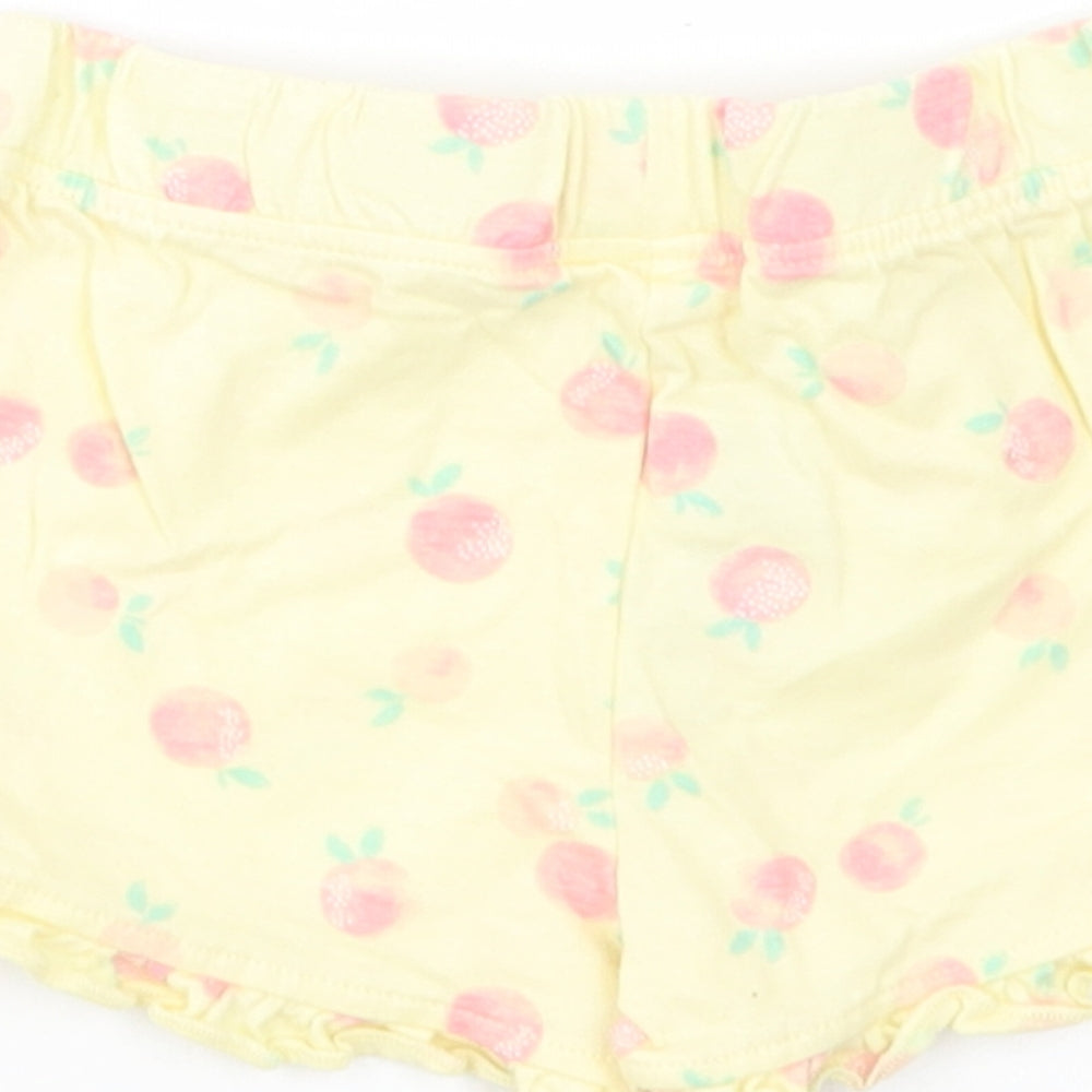 Primark Baby Yellow Geometric Cotton Cropped Trousers Size 9-12 Months   - Peach Print