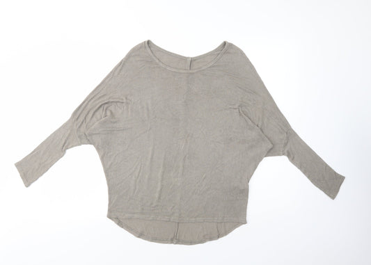 Miss Pink Womens Beige Boat Neck  Viscose Pullover Jumper Size M
