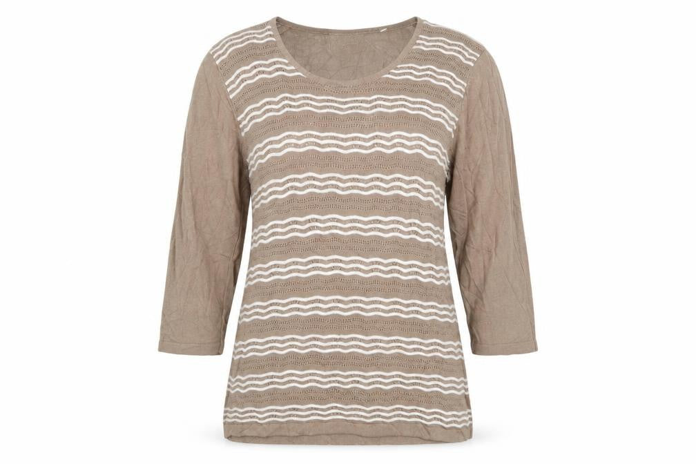Fabrizio Womens Brown Scoop Neck Striped Viscose Pullover Jumper Size M