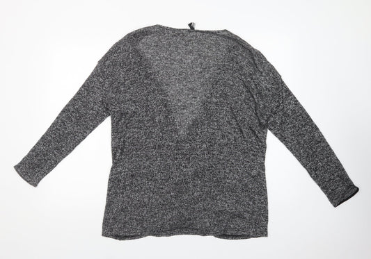 H&M Womens Grey V-Neck  Viscose Cardigan Jumper Size L
